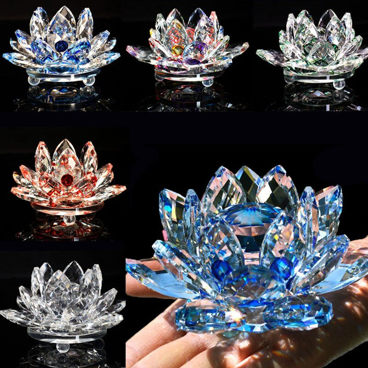 80Mm Quarz-Kristalle Lotusblumen-Handwerk Glas Fengshui Ornamente Heilende Kristalle Heim Party Wicca Dekor Yoga Geschenke Souvenir