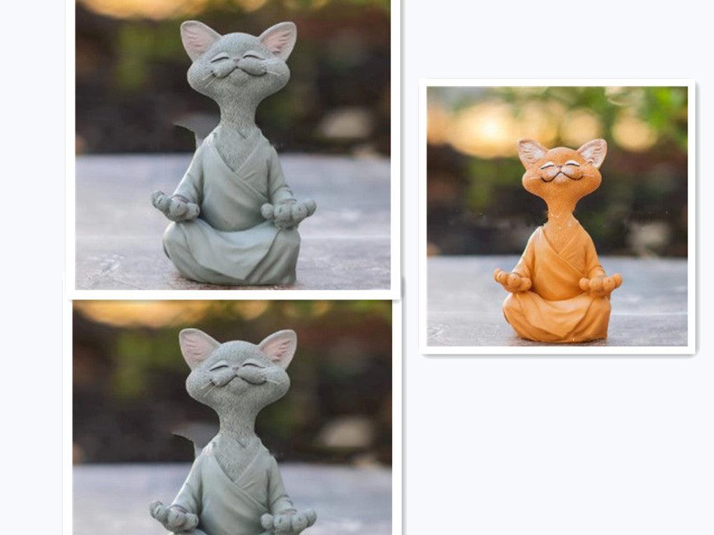 Verspielt Schwarze Buddha Katze Figur Meditation Yoga Sammlerstück Glückliche Katze Dekor Zuhause Garten Dekoration Garten Ornament