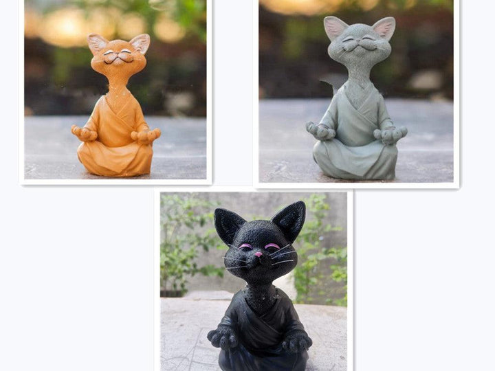 Verspielt Schwarze Buddha Katze Figur Meditation Yoga Sammlerstück Glückliche Katze Dekor Zuhause Garten Dekoration Garten Ornament