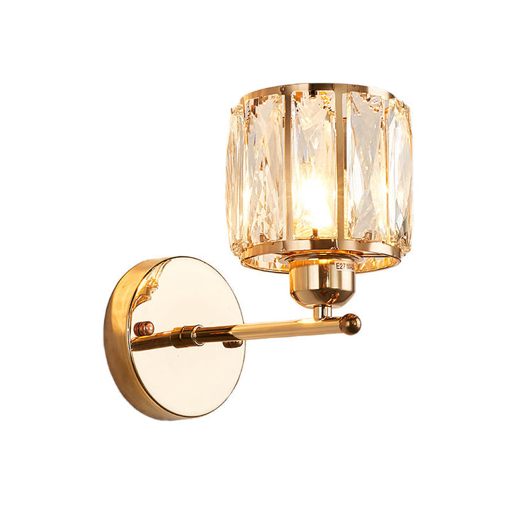 Faszinierender Schnitt Kristall Gold Wandlampe Zylinder 1 Kopf Schlichtigkeit Wandleuchte Licht Einrichtung