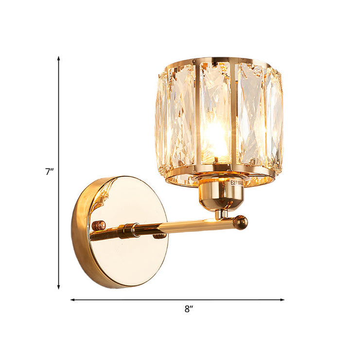 Faszinierender Schnitt Kristall Gold Wandlampe Zylinder 1 Kopf Schlichtigkeit Wandleuchte Licht Einrichtung