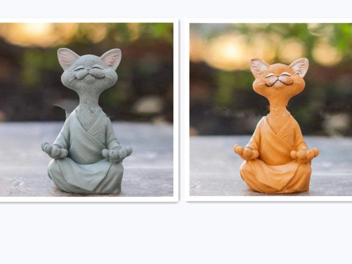 Verspielt Schwarze Buddha Katze Figur Meditation Yoga Sammlerstück Glückliche Katze Dekor Zuhause Garten Dekoration Garten Ornament