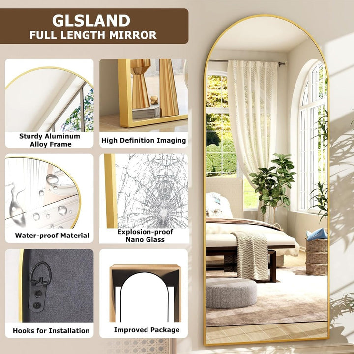 Eleganter Bogen Vollwand Gold Spiegel mit hochauflösendem Aluminiumrahmen