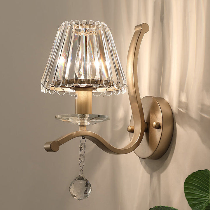 Kristallprisma antikgold Sconce konisch 1 Kopf minimalistisches Wandmontage Lichtgerät