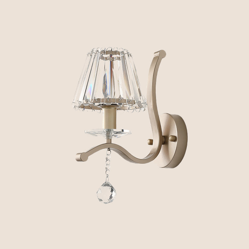 Kristallprisma antikgold Sconce konisch 1 Kopf minimalistisches Wandmontage Lichtgerät