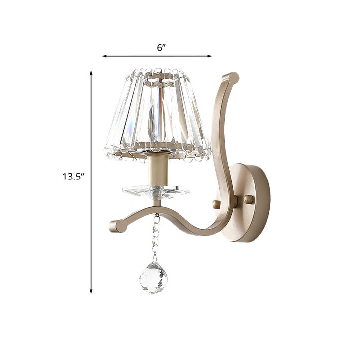Kristallprisma antikgold Sconce konisch 1 Kopf minimalistisches Wandmontage Lichtgerät