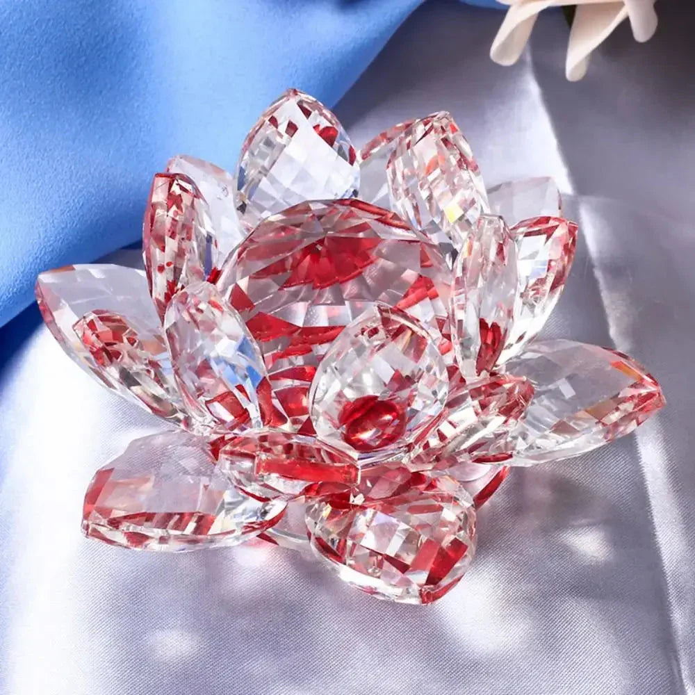 Kristall Lotusblume Figurine Zuhause Hochzeit Dekoration Glas Kunst Sammlung Papiergewicht Büro Tischornamente Souvenir Geschenke