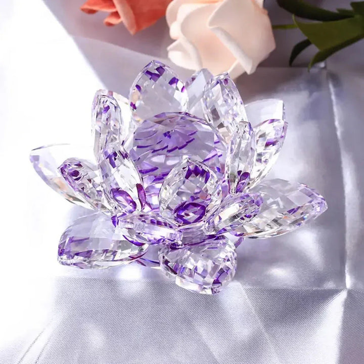 Kristall Lotusblume Figurine Zuhause Hochzeit Dekoration Glas Kunst Sammlung Papiergewicht Büro Tischornamente Souvenir Geschenke
