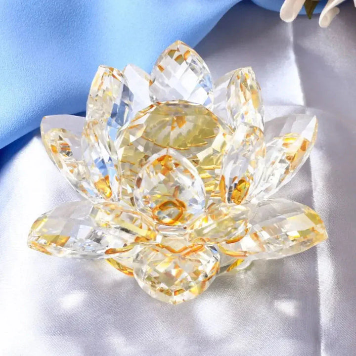 Kristall Lotusblume Figurine Zuhause Hochzeit Dekoration Glas Kunst Sammlung Papiergewicht Büro Tischornamente Souvenir Geschenke