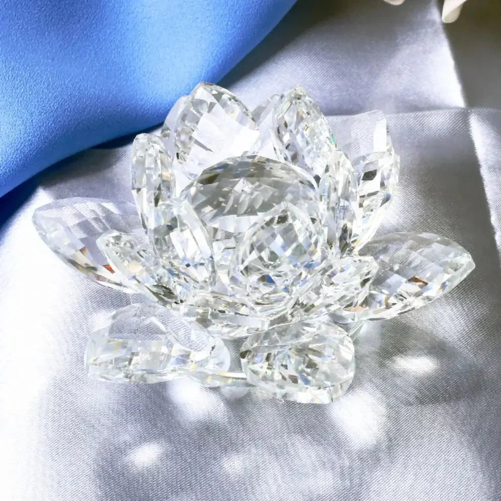 Kristall Lotusblume Figurine Zuhause Hochzeit Dekoration Glas Kunst Sammlung Papiergewicht Büro Tischornamente Souvenir Geschenke