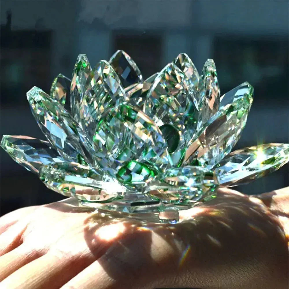 Kristall Lotusblume Figurine Zuhause Hochzeit Dekoration Glas Kunst Sammlung Papiergewicht Büro Tischornamente Souvenir Geschenke