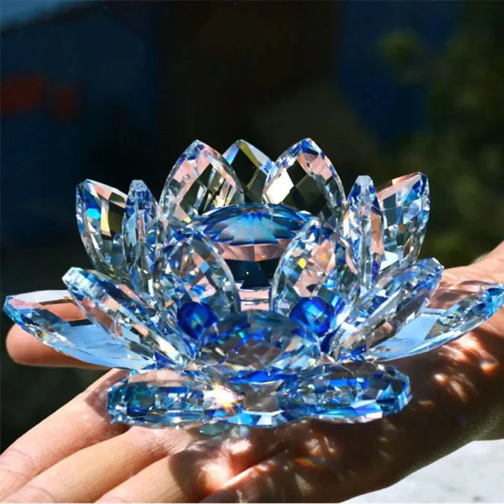 Kristall Lotusblume Figurine Zuhause Hochzeit Dekoration Glas Kunst Sammlung Papiergewicht Büro Tischornamente Souvenir Geschenke