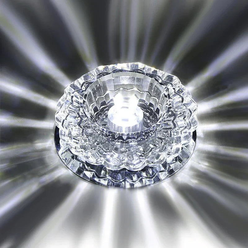 Moderne LED Kristall Deckenleuchte – Mini runde Pendelleuchte für Wohnzimmer, Küche, Gang und Korridor (AC85-265V, 6000K Weiß & 3200K Warmweiß)