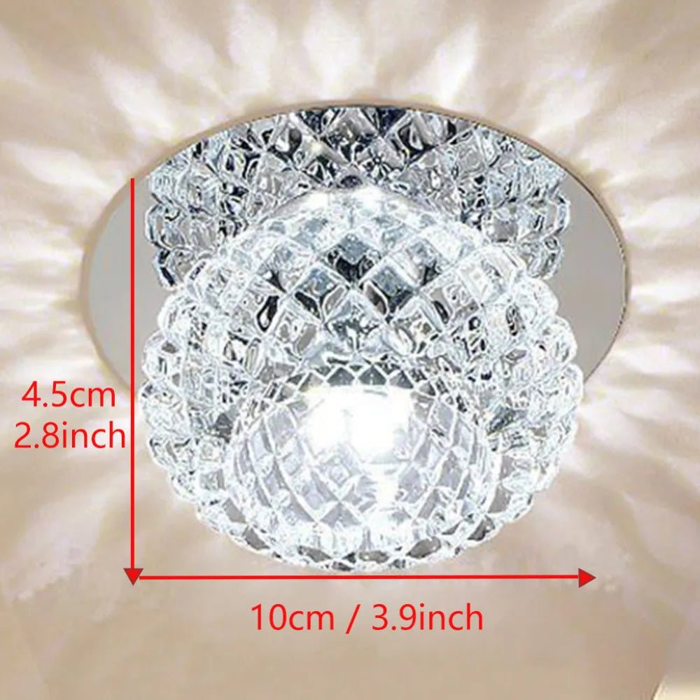 Moderne LED Kristall Deckenleuchte – Mini runde Pendelleuchte für Wohnzimmer, Küche, Gang und Korridor (AC85-265V, 6000K Weiß & 3200K Warmweiß)