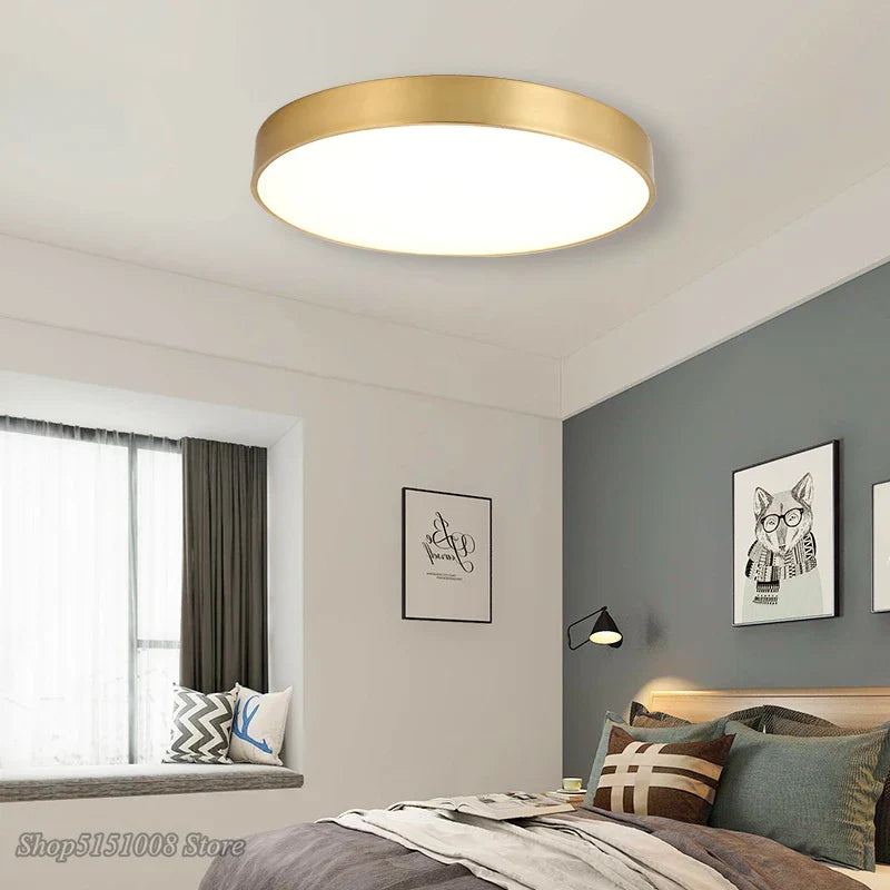 Moderne Gold Acryl Deckenleuchte - Ultra-dünne Oberflächen-LED-Deckenlampe für Wohnzimmer, nordische Schlafzimmer Innenleuchten