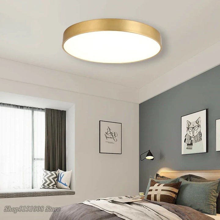 Moderne Gold Acryl Deckenleuchte - Ultra-dünne Oberflächen-LED-Deckenlampe für Wohnzimmer, nordische Schlafzimmer Innenleuchten