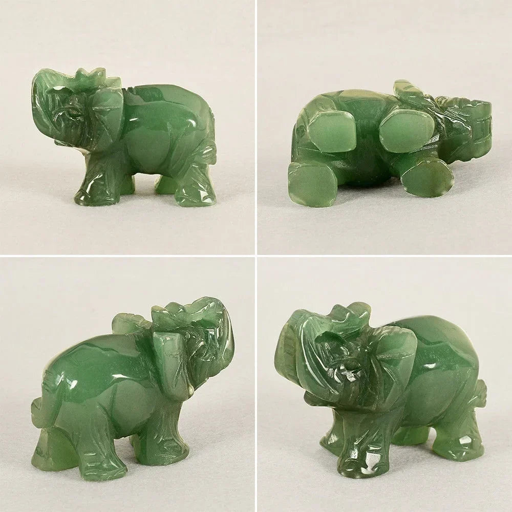 Grüner Aventurin Jade Stein Elefanten Statue