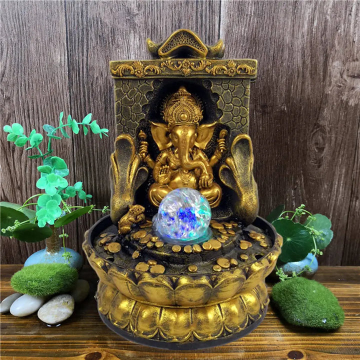 Atemberaubende Ganesha Statue mit LED-Innenwasserquelle