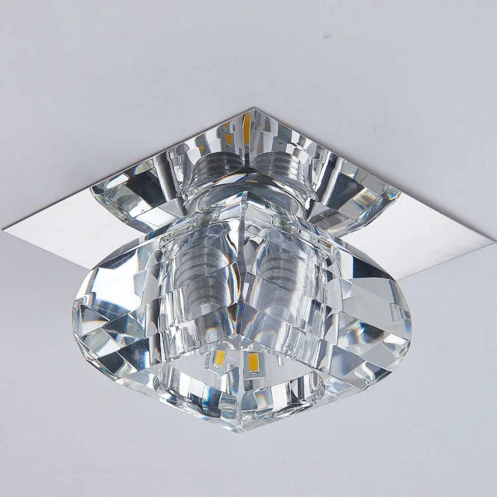 Moderne LED Kristall Deckenleuchte – Mini runde Pendelleuchte für Wohnzimmer, Küche, Gang und Korridor (AC85-265V, 6000K Weiß & 3200K Warmweiß)