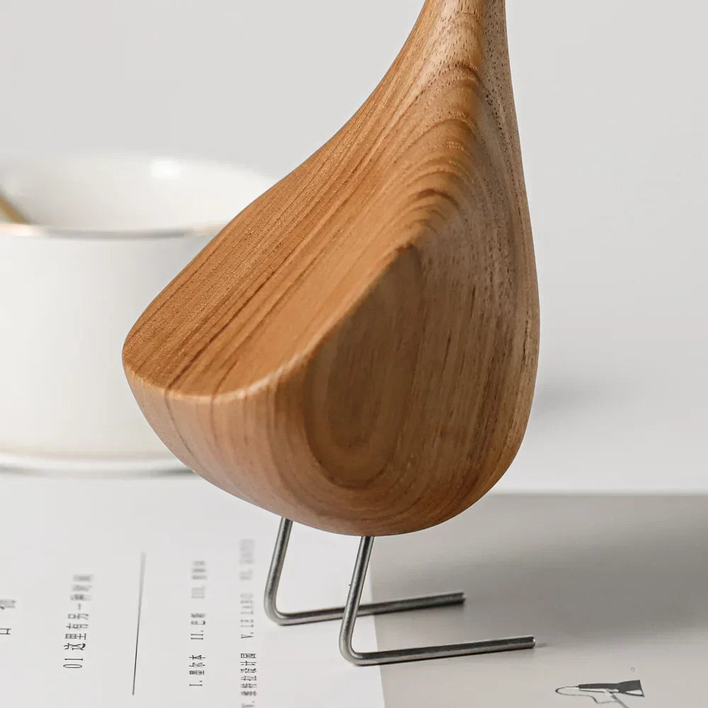 Nordic Holz-Gans Figuren Abstrakte Teakholz Skulptur Liebespaar Figuren Natürliche Tierornamente für Wohnkultur
