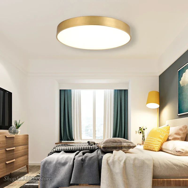 Moderne Gold Acryl Deckenleuchte - Ultra-dünne Oberflächen-LED-Deckenlampe für Wohnzimmer, nordische Schlafzimmer Innenleuchten