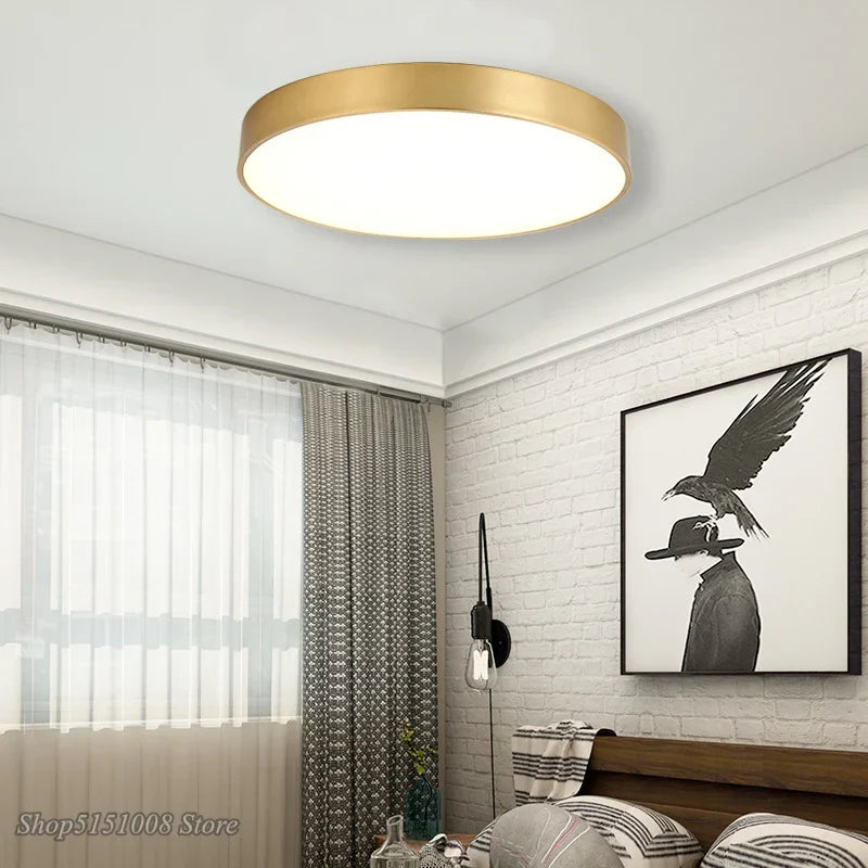 Moderne Gold Acryl Deckenleuchte - Ultra-dünne Oberflächen-LED-Deckenlampe für Wohnzimmer, nordische Schlafzimmer Innenleuchten