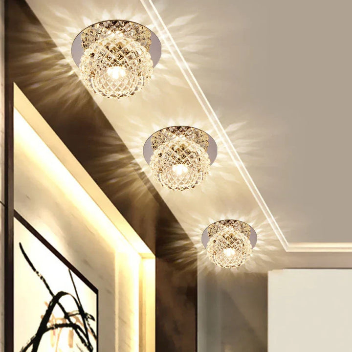 Moderne LED Kristall Deckenleuchte – Mini runde Pendelleuchte für Wohnzimmer, Küche, Gang und Korridor (AC85-265V, 6000K Weiß & 3200K Warmweiß)