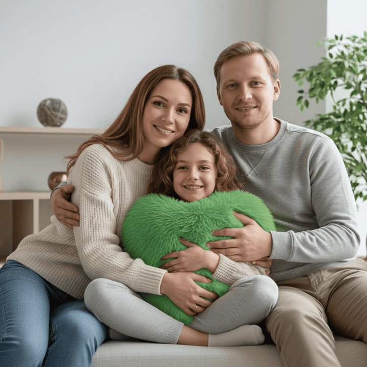Weiche dekorative Kissen in Herzform mit plüschiger Textur