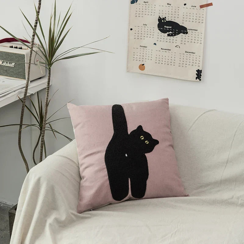 Schwarze Katze & Garten Gepolstertes Kissenbezug