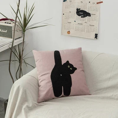 Schwarze Katze & Garten Gepolstertes Kissenbezug
