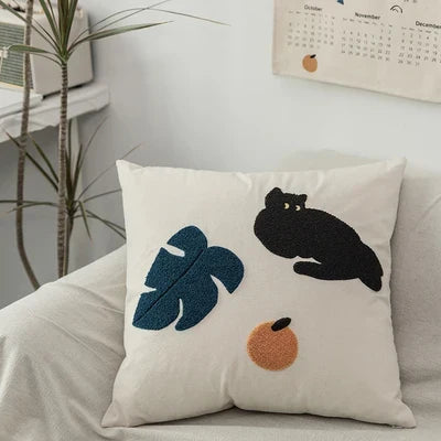 Schwarze Katze & Garten Gepolstertes Kissenbezug