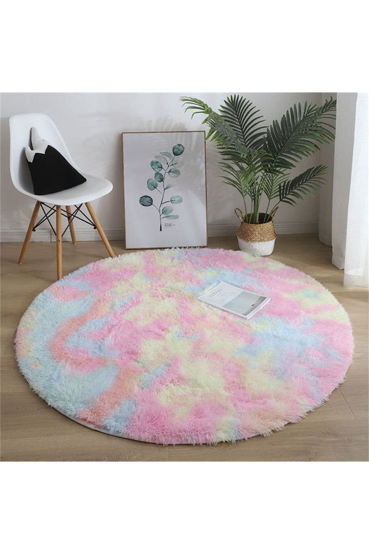 Flauschiger runder Teppich