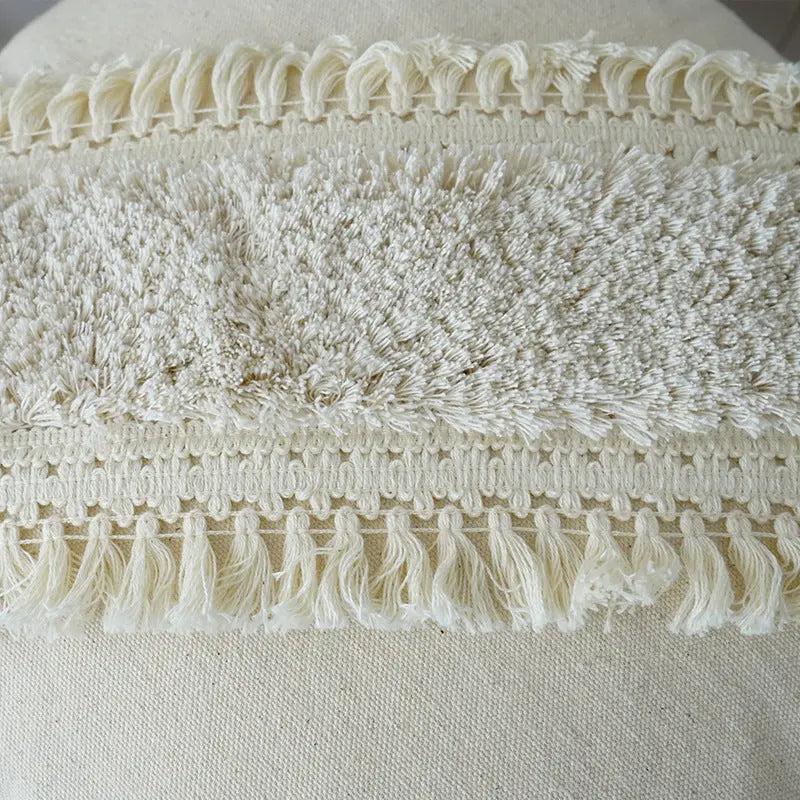 Dekokissen mit Texturmuster und Fransen