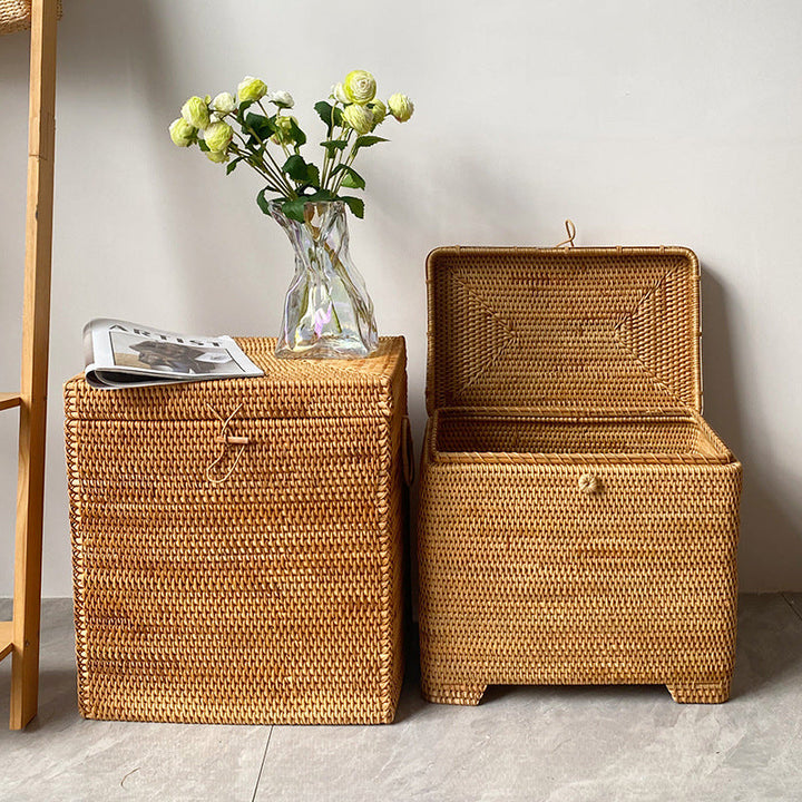 Stylische Aufbewahrungsbox aus gewobenem Naturmaterial