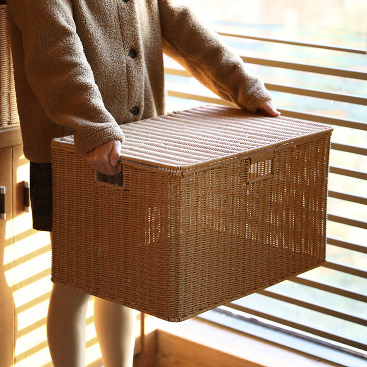 Multifunktionale Aufbewahrungsbox aus natürlichem Weidengeflecht