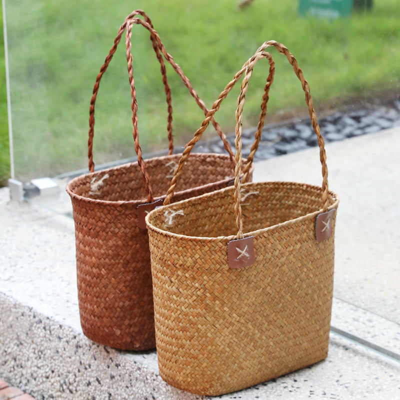Handgefertigte Stroh-Tote-Tasche Verune