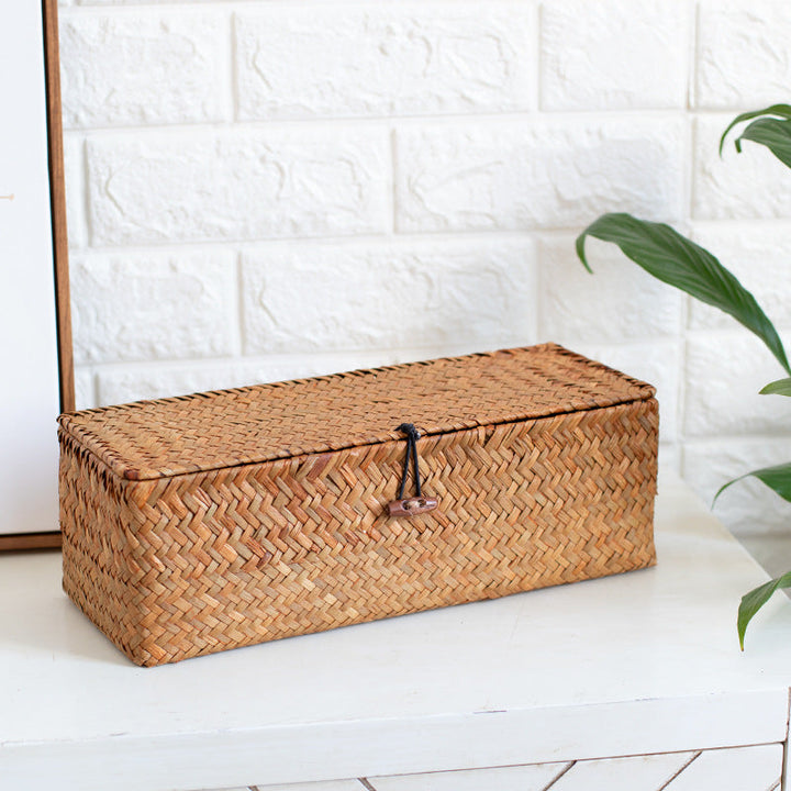 Aufbewahrungsbox aus handgewebtem Naturmaterial