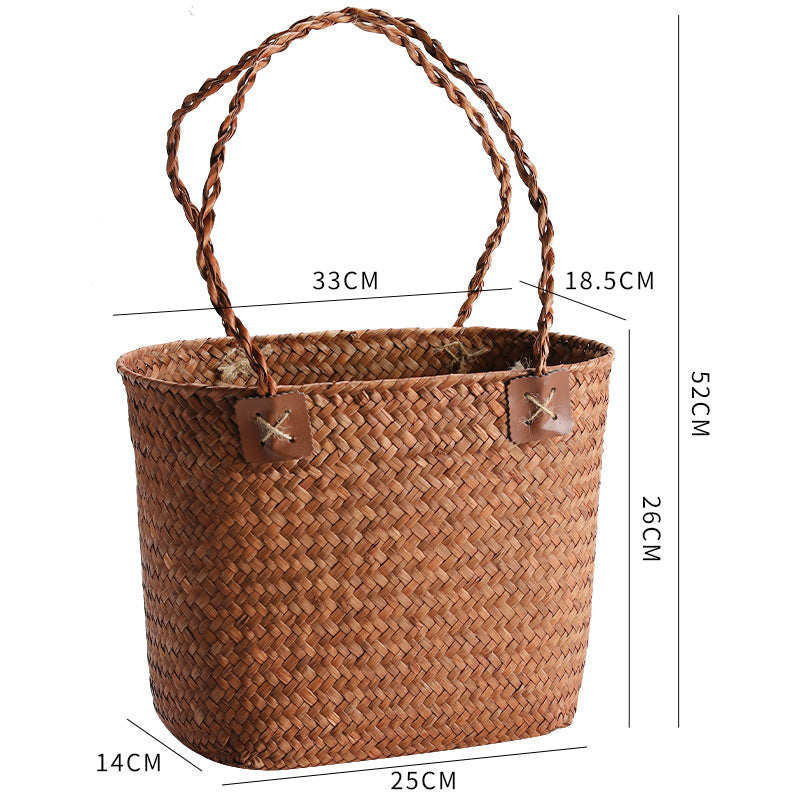 Handgefertigte Stroh-Tote-Tasche Verune