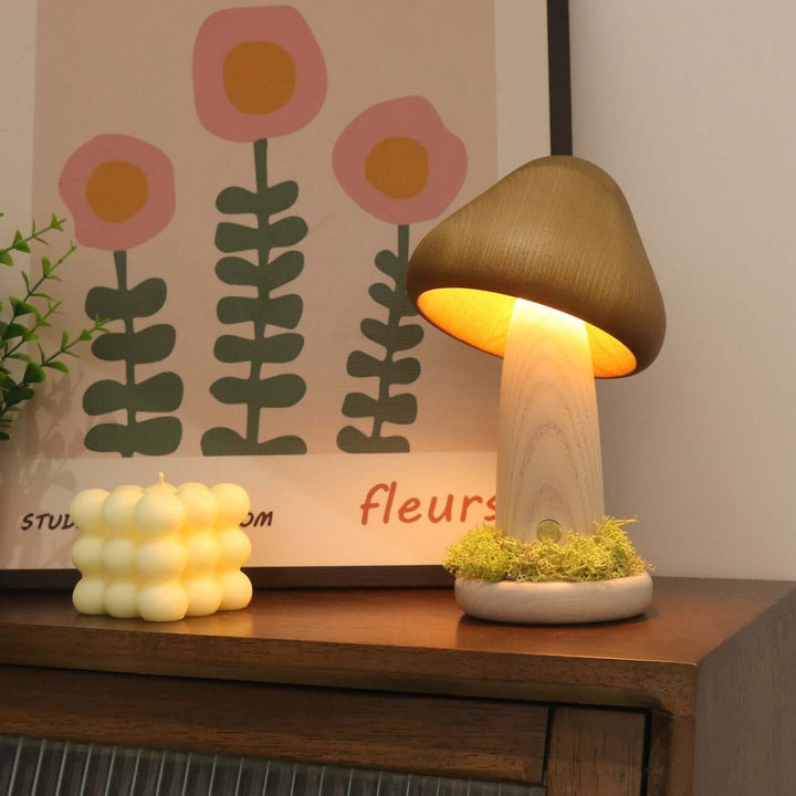 Verdrehte Pilz Nacht Warm Licht Berührung Schlafzimmer Kopfteil Nachtlicht Buchenholz LED USB Dekorative Atmosphäre Lampen Wohnkultur