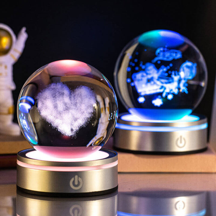 Kreative 3D Innenschnitzerei Leuchtende Kristallkugel Farbverlauf Kleine Nachtlampe Wohnkultur Geschenke Auswahl