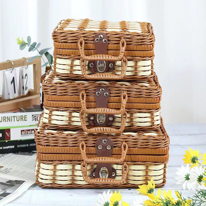 Stylische Rattenbox mit praktischen Griffen