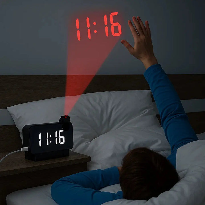 Projektionswecker mit Spiegeldisplay und großem LED-Bildschirm