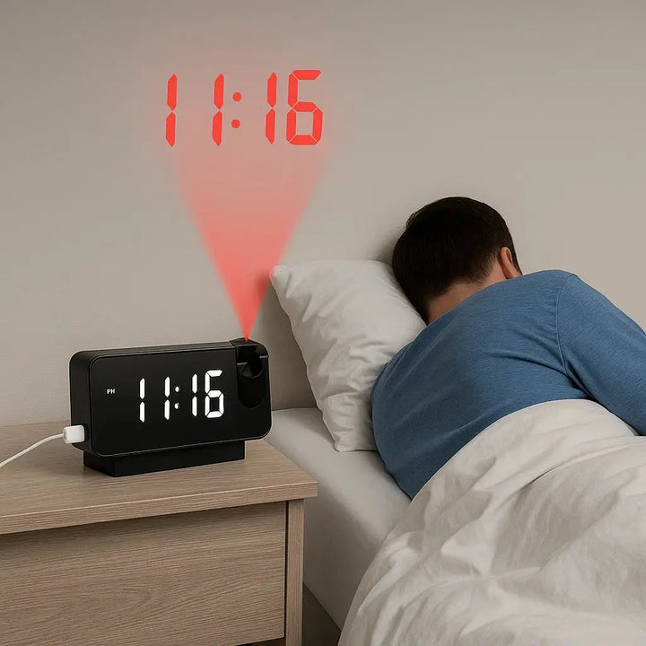Projektionswecker mit Spiegeldisplay und großem LED-Bildschirm