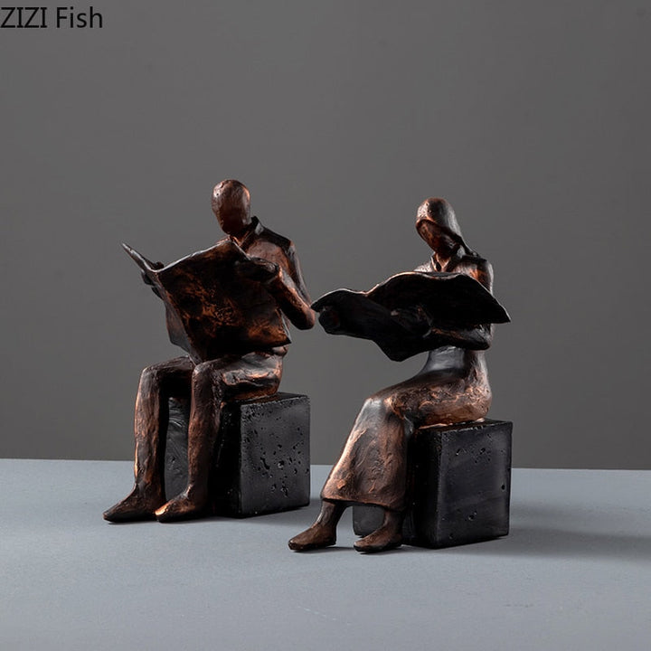 Reader Skulptur Buchständer Buchstütze Abstrakte Figur Harz Statue Schreibtischdekoration Figuren Statuette Nordic Wohnkultur