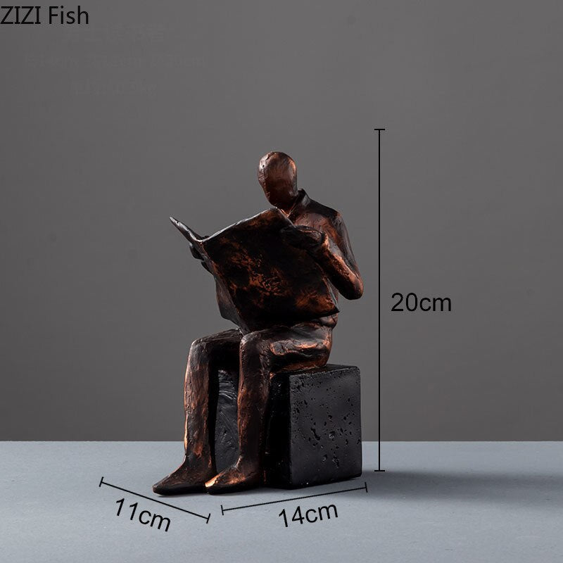 Reader Skulptur Buchständer Buchstütze Abstrakte Figur Harz Statue Schreibtischdekoration Figuren Statuette Nordic Wohnkultur