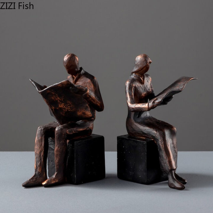 Reader Skulptur Buchständer Buchstütze Abstrakte Figur Harz Statue Schreibtischdekoration Figuren Statuette Nordic Wohnkultur