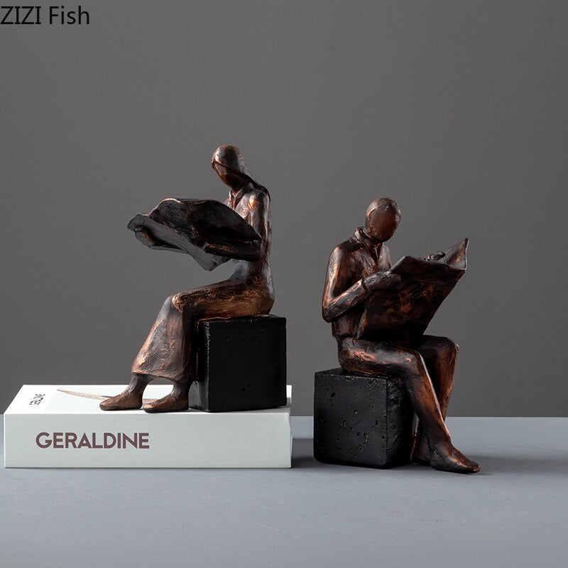 Reader Skulptur Buchständer Buchstütze Abstrakte Figur Harz Statue Schreibtischdekoration Figuren Statuette Nordic Wohnkultur