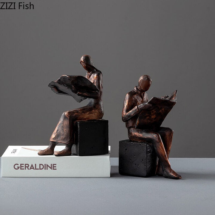Reader Skulptur Buchständer Buchstütze Abstrakte Figur Harz Statue Schreibtischdekoration Figuren Statuette Nordic Wohnkultur