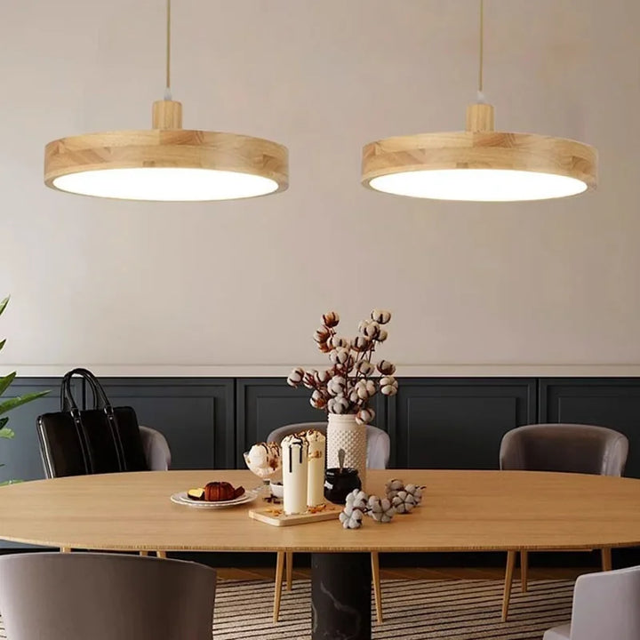 Moderne nordische LED-Hängelampe – Holz-Hängelampe mit 3 Farboptionen für Esszimmer, Schlafzimmer und Café