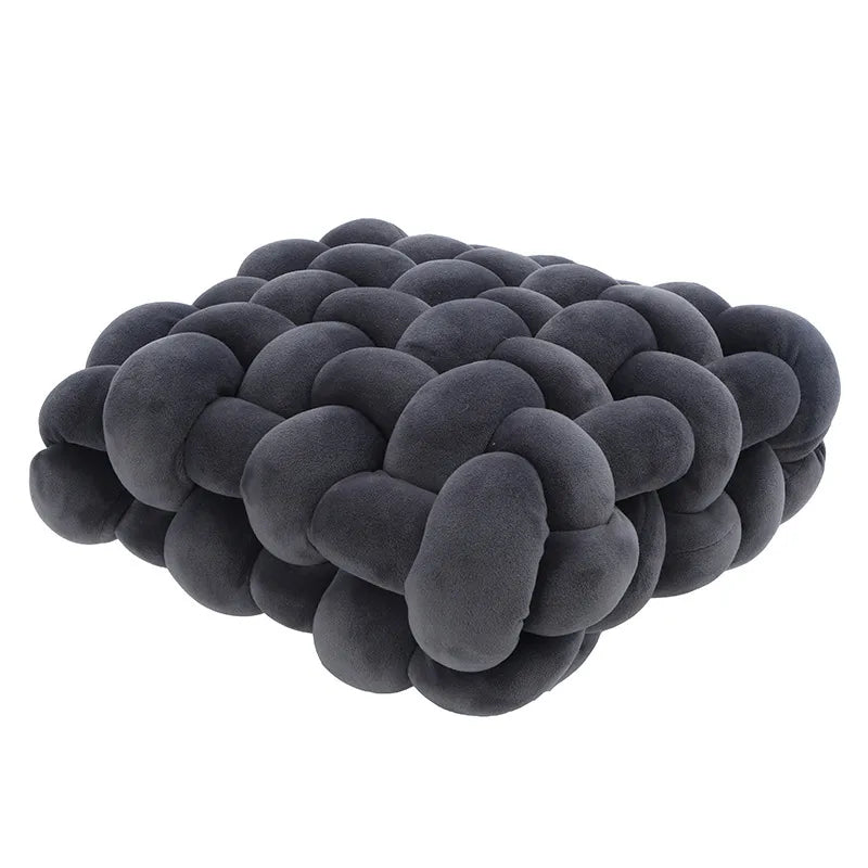 Wohnzimmer Weicher Plüsch Knotenkissen Sofa Kissen Einfarbig Quadratisch Handgewebtes Heimwurfkissen Quadratische Gewebte Sitzkissen Kissen